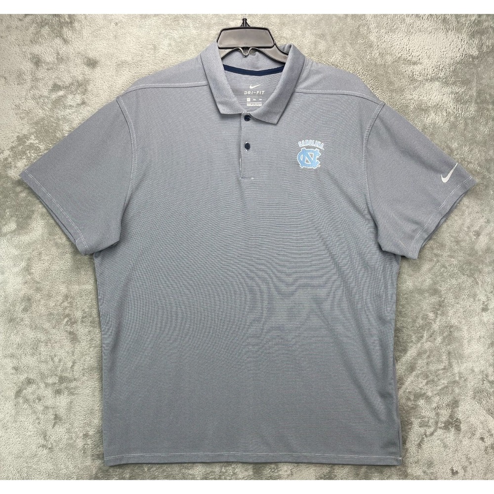 Nike Men's North Carolina Tar Heels Dri-Fit Polo Shirt XXL Gray Golf Embroidered